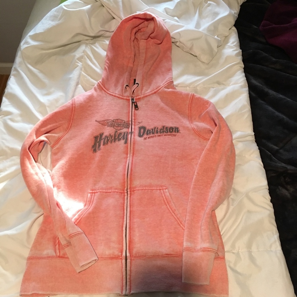 Harley Davidson Pink Zip Up Sweatshirt